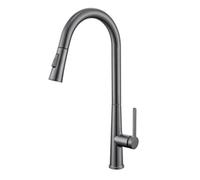 JRUIA Rubinetto per Bagno Grigio Girevole A 360°, Rubinetto Moderno per Lavabo Monoforo in Ottone, con Soffione Doccia Estensibile, 2 modalità di Getto, Miscelatore per Cucina E Lavello,Grigio