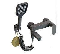 JRUIA Rubinetto per Vasca Bianco Latte, Rubinetto per Vasca Girevole A 90° con Doccetta, Supporto Doccia in Ottone, Soffione Doccia A Parete, Set Doccia in Stile Moderno, con 2 Funzioni,Bianca