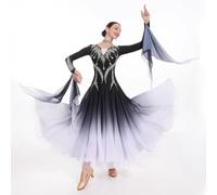 JRUIA Splendidi Abiti da Gara per Balli Standard Costume da Donna per Valzer E Foxtrot Abbigliamento Professionale per Flamenco E Tango Decorazioni Scintillanti in Strass,Bianca,S