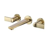 JRUIA Tocca Cucina in Gruppo Muro A 3 Buche, Miscela Lavaggio A Batteria, Adattamento della Cucina Girevole A 360 °, Raccordi del Lavandino della Staffa da Parete, Ottone