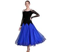 JRUIA Vestiti da Ballo Standard per Le Donne Foxtrot Valzer Performance Dance Outfit Costume da Ballo di Addestramento di Tango Moderno Gonna Lunga di Salsa Flamenco Grande Oscillazione,RoyalBlue,M