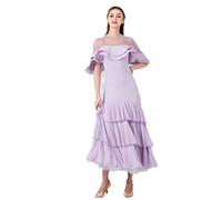 JRUIA Vestiti Prestazione da Sala da Ballo A Maniche Corte per Le Donne Mesh Splice Tango Valzer Modern Smooth Dance Costumi Gonna Slim Fit per Festa di Flamenco Standard da Donna,Viola,XXL