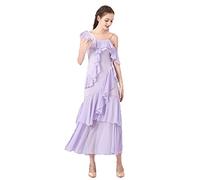 JRUIA Vestito da Ballo Senza Maniche per Prestazione di Valzer Bretelle Elegante Costume da Tango Flamenco Body con Volant Abiti da Concorso di Ballo da Sala Abbigliamento da Ballo Sociale,Viola,S