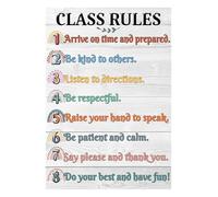 JRXFXEKW Boho Rainbow Class Rules Poster - Classroom Decor & Teacher Supplies for Preschool Kindergarten Elementary(Framed,08x12inch(20x30cm))