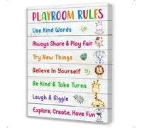 JRXFXEKW Classroom Rules Canvas Wall-Art - Playroom Essentials Sign for Preschool, Nursery Decor, Educational Teacher Gift(Unframed,16x24inch(40x60cm))