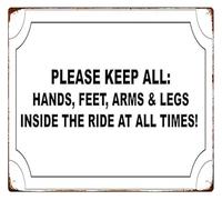 JRXFXEKW Keep All Hands Inside The Ride Metal Sign Whimsical Wall-Art for Game Room Man Cave Bar Playroom Decor 8 X 12 in