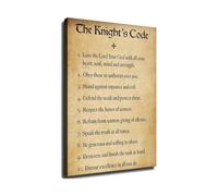 JRXFXEKW Medieval Knight's Code of Chivalry Poster - Knight's Duty Quote Wall-Art for History Classroom & Study Room(Framed,12X18inch(30X45cm))
