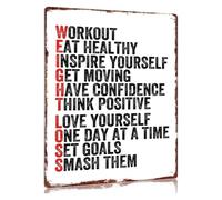 JRXFXEKW Retro Motivational Tin Sign Workout Eat Healthy For Personal Training Studio Spin Class Room 8 X 12 inch