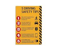 JRXFXEKW Safe Driving Poster Defensive Driving Tips Car Accident Prevention Guide Essential Rules for Drivers Road Wall-Art Decor(Framed,12x18inch(30x45cm))