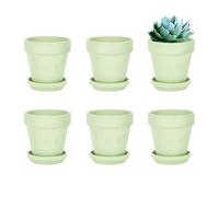 JRYGAC 6 Pezzi Terracotta Vasi per Piccola Pianta, Vaso Terracotta in Argilla 5×4,5CM con Foro di Drenaggio, Riutilizzabile Piante Terracottas Piccolo Vaso per Piante Aromatiche, Semi, Fiori(Verde)