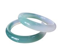 Jrysxc Bracciale in calcedonio naturale, pietra energetica di giada, guarigione, braccialetto portafortuna, braccialetto Feng Shui per la ricchezza, elegante braccialetto rotondo