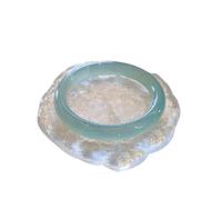 Jrysxc Bracciale rigido in giada per donna, bracciale Feng Shui, braccialetto portafortuna naturale, braccialetto rotondo in pietra di giada alla moda per donna, compleanno, matrimonio