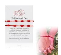 JRYXD 2 Pezzi Filo Rosso In Cordoncino Di Filo Rosso, Braccialetto Cabala, Con 7 Nodi, Unisex, Regolabile, Per La Protezione Contro Il Malocchio, Portafortuna