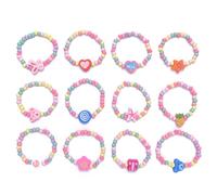 JRYXDS 12 Pezzi Braccialetti Amicizia per Bambina Ragazza, per Feste Regolabile Legno fiore di coniglio stellato Gadget Compleanno