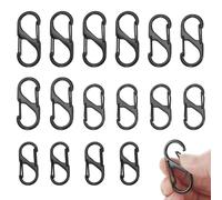 JRYXDS 16 Pezzi Moschettone A Forma Di S Multifunzionale, Mini Moschettoni Portachiavi 60/50Mm/40Mm/32Mm, Nero Durevole A Doppia Molla Fibbia S, Per Escursionismo, Pesca, Campeggio