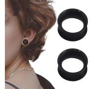 JRYXDS 2 Pcs Tunnel Plug Ear Expander Piercing Con 16 Mm Extra Morbido Silicone Orecchino Piercing Rotonda Nera Per Piercing All'Orecchio