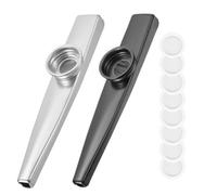 JRYXDS 2 Pezzi Flauto Kazoo In Metallo Con 8 Membrane Per Bambini, Adulti E Principianti Musicali, Idee Regalo Per Feste(Argento E Nero)