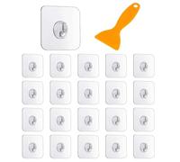 JRYXDS 20 Pezzi Trasparenti Autoadesivo Gancio, Senza Soluzione Di Continuità Impermeabili, Ganci Adesivi Con Raschietto, Per Cucina, Bagno, Parete Della Porta (5 Kg Max)