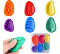 JRYXDS 6 Pezzi Fidget Toys Per Bambini E Adulti, 6 Diversi Tattili E Visivi Per Alleviare L'Ansia, Pietra Sensoriale In Silicone Con Fori Per Un Facile Trasporto