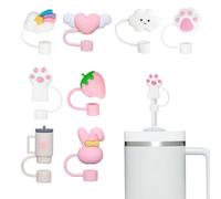 JRYXDS 8 Pezzi Cannuccia Accessori Per Stanley Cup,Accessories Compatibili Con Cannuccia Per Stanley Cup,10 Mm Silicone Antipolvere, Con Coperchio In Paglia Per Tazze Stanley