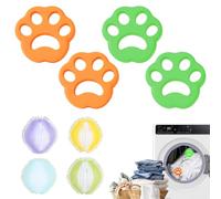JRYXDS 8 Pezzi Raccogli Peli Lavatrice, Set Misto con 4 Spazzole Silicone e 4 Palline Nylon, Riutilizzabile per Vestiti e Divani, Diametro 3.5 cm, Multicolore