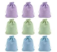 JRYXDS 9 Pezzi Borsa di Lino Sacchetti Regalo Riutilizzabili Piccoli Sacchetti con Coulisse per Bomboniere Matrimonio Natale 9 X 12 Cm (Viola Chiaro, Azzurro Cielo, Verde Chiaro)