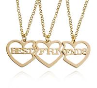 JRYXDS Bff Collana Per 3, Cuore Traforato Ricamo, Collana A Cuore Oro Dell'Amicizia Puzzle Catena Per Donne Migliori Amiche Regalo Simbolo Di Un Prezioso Legame A Tre
