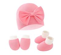 JRYXDS Guanti Neonato Cappellini Neonata Cotone - 1 Paia Guanti per Neonati,1 paio di coprigambe e 1 Pezzi Berretti per Neonati, Ragazzi, Ragazze, per Neonato per 0-6 Mesi