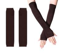 JRYXDS Guanti Senza Dita Termici Invernali Lunghi Neri Guanti Al Gomito In Maglia Collezione Autunno/Inverno Stile Maillard(Marrone Caffè)