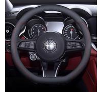 JRZCXGZX Coprivolante Auto per Alfa Romeo Stelvio 2017-2023 2024 Antiscivolo Durevole Facile da Installare Volante Protettore Decorazione Auto Interno Copertura di Volante,Red Line