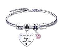 JRZDFXS bracciale madrina battesimo bracciale madrina cresima regalo madrina compleanno Braccialetti “io amo la mia super madrina” Regalo di Natale di Compleanno