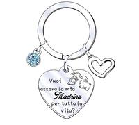 JRZDFXS Madrina Portachiavi Regalo“vuoi essere la mia madrina per tutta la vita” Sii Scolpito Portachiavi per Il Madrina,Regalo di Compleanno,Regalo di Natale