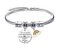 JRZDFXS Regali di Amicizia Braccialetto Donna Bracciale AmiciLa vera amicizia resiste alla lontananza ed allo scorrere del tempo Ciondolo Argento con Incisione per Natale