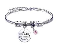 JRZDFXS Regali di Natale Zia Regalo Bracciale Braccialetto Donna Bracciale zia Nipote Ciondolo Con Incisionealla zia più speciale che c'è!regalo zia compleanno personalizzato