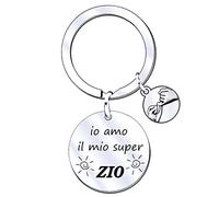 JRZDFXS Regalo Portachiavi Zio Regalo per Zio io amo il mio super ZIO Regalo di Compleanno Zio Regali Natale Zio Portachiavi Uomo Zio Regalo Zio Anniversaire