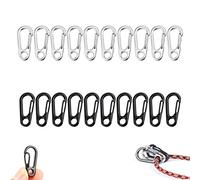 Jrzyhi 20 mini moschettoni a molla, per zaino, chiusura a molla, moschettone, per arrampicata, moschettone, moschettone Tiny SF, moschettone primaverile, portachiavi, per esterni, nero, argento