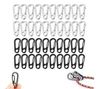 Jrzyhi 40 Mini Moschettone a Molla, Fibbia per Zaino, Chiusura a Scatto, Clip per Arrampicata, Gancio Tiny Sf per Esterni - Nero, Argento