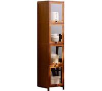 JS Ellie Credenza stretta in bambù con ante in vetro trasparente, adatta a cucine, soggiorni e sale da pranzo B 4tier-30cm