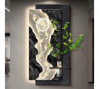 JS Ellie Pittura con Texture in Pietra arenaria 3D, Decorazione Moderna da Parete con Luce a LED, Adatta per Soggiorno, Ingresso e corridoio B 50 * 100cm (Electric)