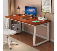 JS Ellie Scrivania moderna e semplice, struttura in acciaio spesso per una stabilità portante, piano del tavolo con venature del legno, può ospitare un computer per lo studio in ufficio, vari stili