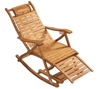 JS Ellie Sedia a dondolo in bambù con poggiatesta e poggiapiedi, pieghevole e non richiede montaggio, adatta per soggiorni, balconi, giardini ed esterni Primary color