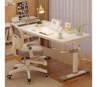 JS Ellie Set scrivania e sedia da studio regolabili, regolazione dell'altezza della scrivania tramite manovella, sedia con braccioli e rotelle che protegge la colonna vertebrale 120cm