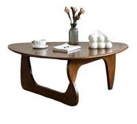JS Ellie Tavolino triangolare dalla forma irregolare, dal design unico, realizzato in legno massello al 100%, adatto per soggiorni, balconi e soggiorni Walnut color 128cm