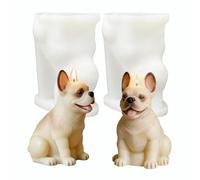 JS MOLD Set di 2 stampi a forma di bulldog francese, in silicone, per la produzione di candele, sapone, gesso, resina, fai da te, decorazione per la casa, regalo per gli amanti dei cani
