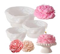 JS MOLD Set di 3 stampi in silicone per candele, 3D fai da te, in silicone per candele profumate, sapone, decorazione per torte