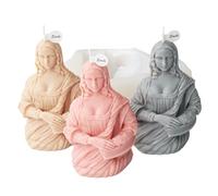 JS MOLD Stampo in silicone per candele, stampo in silicone 3D Mona-Lisa, stampo per candele, stampo fatto a mano, stampo in resina epossidica, per produzione di candele, statua, ornamenti artigianali