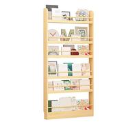 JS Space Libreria Dietro Porta a 6 Ripiani, Scaffale Salvaspazio Stretto in Legno Massello, Libreria Verticale Alta per Camera da Letto, Bagno, Soggiorno e Ufficio 70cm/27.5in