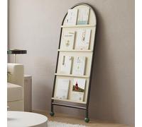 JS Space Portariviste da Terra a 4 Livelli in Acciaio, Espositore per Brochure e Giornali, Porta Documenti e Riviste per Ufficio, Negozio, Soggiorno o Sala D’attesa cream