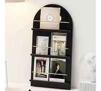 JS Space Portariviste da Terra in Legno Massello a 3/4 Livelli, Espositore per Brochure e Giornali, Porta Riviste e Documenti per Ufficio, Soggiorno, Scuola o Sala D’attesa Black S