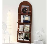 JS Space Portariviste da Terra in Legno Massello a 3/4 Livelli, Espositore per Brochure e Giornali, Porta Riviste e Documenti per Ufficio, Soggiorno, Scuola o Sala D’attesa Walnut L